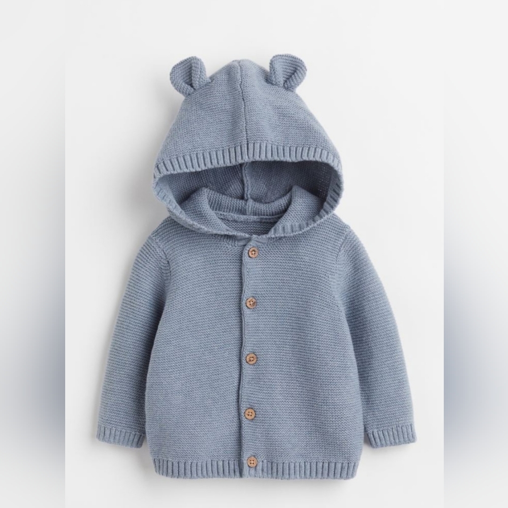 H&M garter stitch knit hoodie 4-6m
